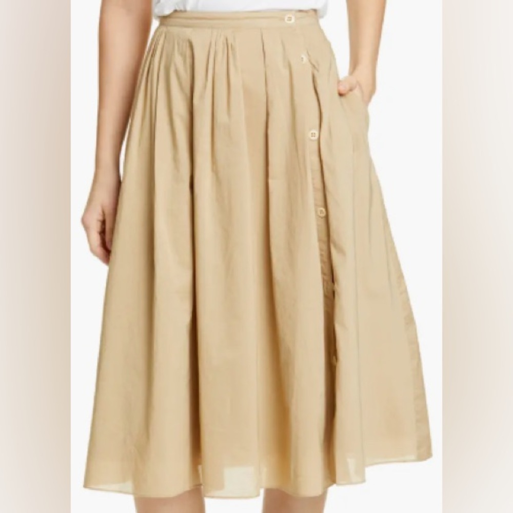 Alex Mill Light Beige Cotton A-Line Midi Skirt